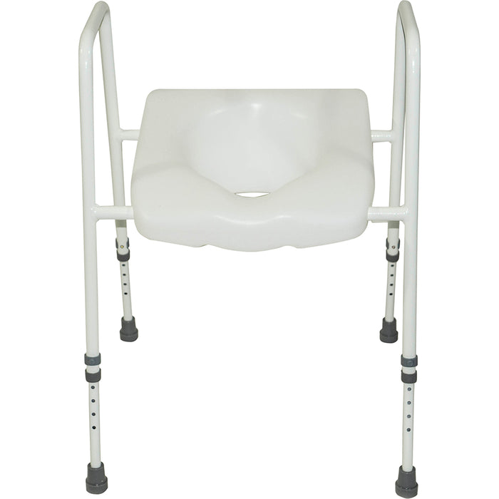 Raised Combined Toilet Seat and Frame 450 to 600m Height - Clip On and Off Seat Loops