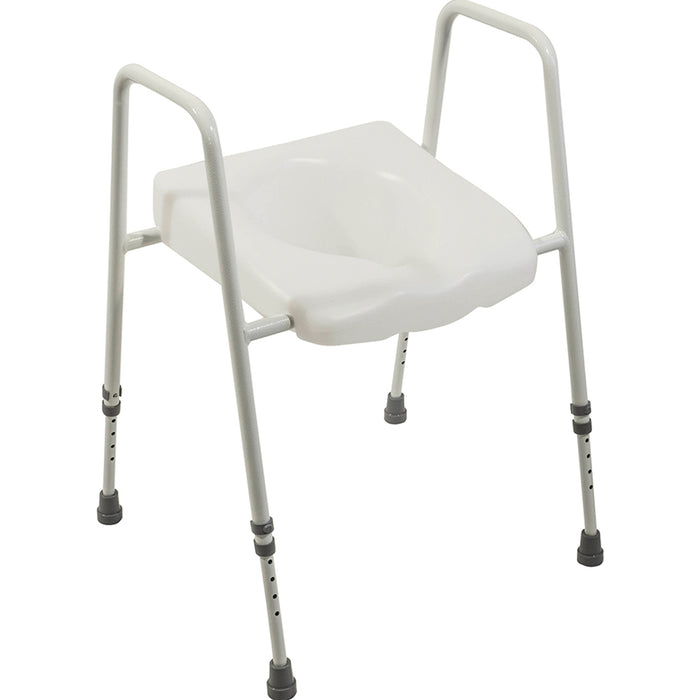 Raised Combined Toilet Seat and Frame 450 to 600m Height - Clip On and Off Seat Loops