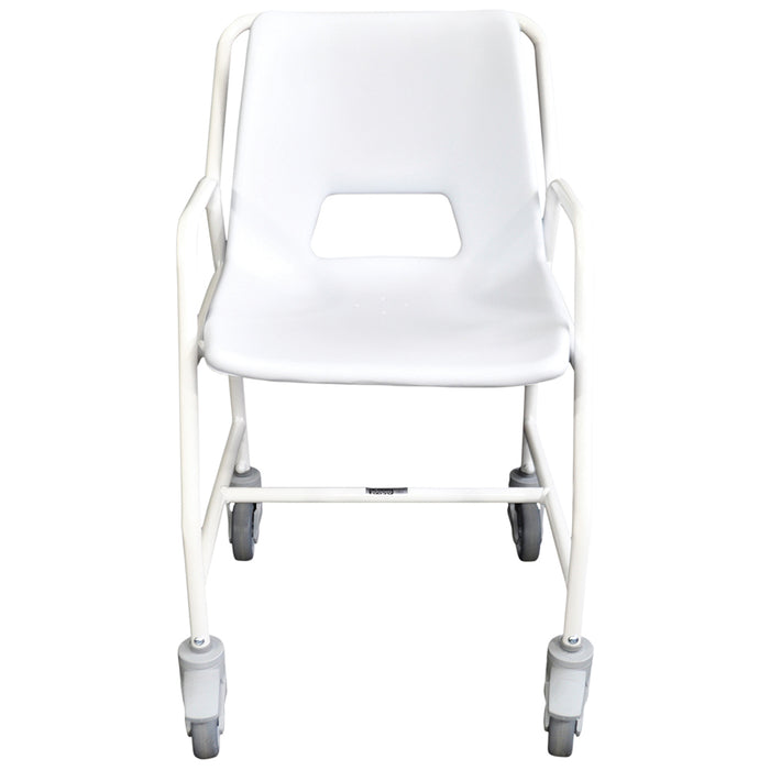 Mobile Shower Chair with Castors - 2 Brake Design - Fixed Height - Easy to Clean Loops