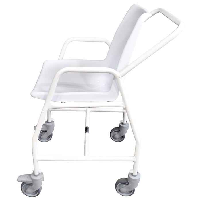 Mobile Shower Chair with Castors - 2 Brake Design - Fixed Height - Easy to Clean Loops