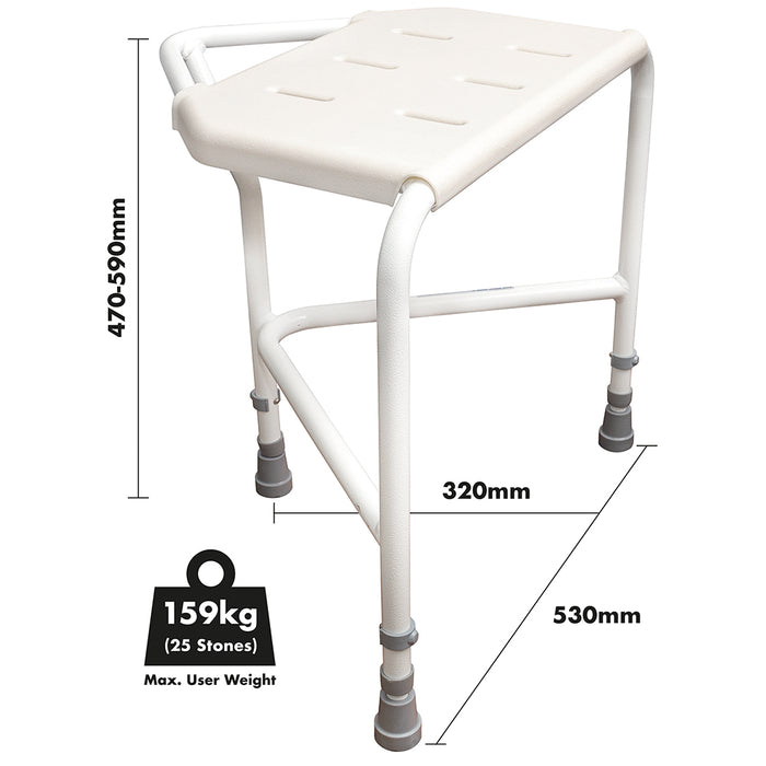 Height Adjustable Corner Shower Stool - Clip on Seat - 159kg Weight Limit Loops