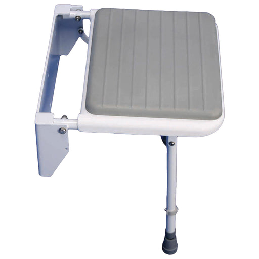 Wall Fixed Padded Shower Seat - Detachable Seat - Aluminium Frame - 190k Limit Loops