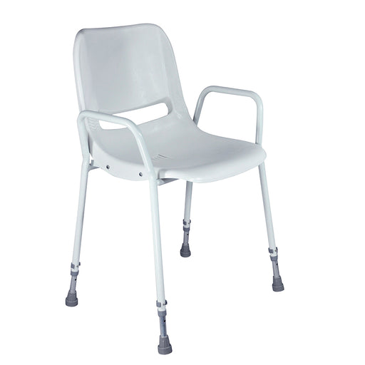Portable Moulded Shower Chair - 410 to 540mm Height - Drainage Holes - Stackable Loops