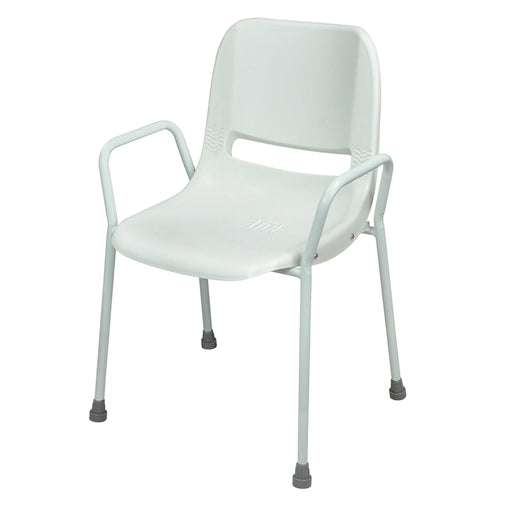 Portable Moulded Shower Chair - Tubular Steel Frame - 410mm Height - Stackable Loops