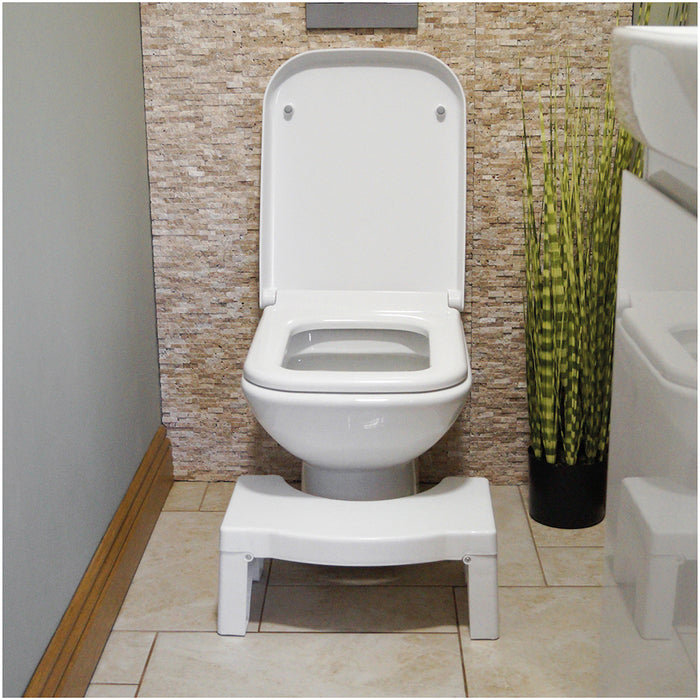 Folding Bathroom Toilet Squat Stool - Easy to Clean - Fits Neatly Around Toilet Loops