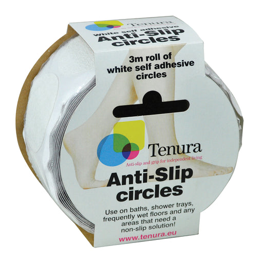 White Anti Slip Bath and Shower Stickers - Round Non Slip Surface - 3m Roll Loops