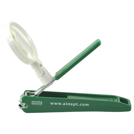 Nail Clipper with Magnifier - Fingernail Toenail Cutter Magnifying Glass - Green Loops