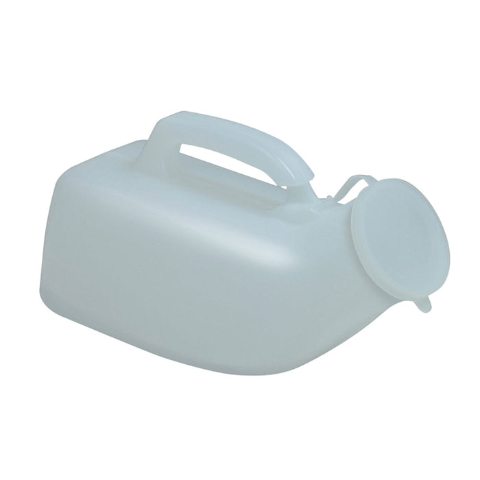 Portable Male Urinal with Carry Handle - 1 Litre Capacity - Anti Spill Lid Loops