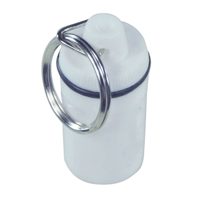 Keyring Personal Pill Storage Compartment - White Plastic - Screw on Lid Loops