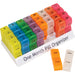 Colourful One Month Pill Organiser - 32 x 2 Comartments - Flip Top Lids Loops