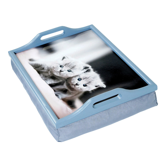 Laminated Wooden Lap Tray with Built in Cushion - 100 x 400 x 300mm - Easy Clean Loops