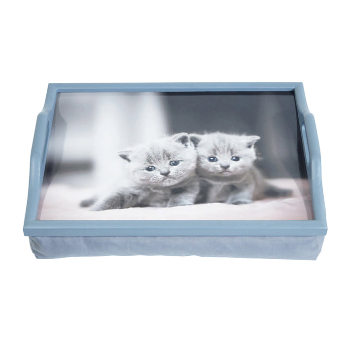 Laminated Wooden Lap Tray with Built in Cushion - 100 x 400 x 300mm - Easy Clean Loops