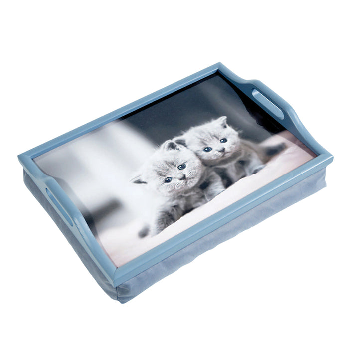 Laminated Wooden Lap Tray with Built in Cushion - 100 x 400 x 300mm - Easy Clean Loops