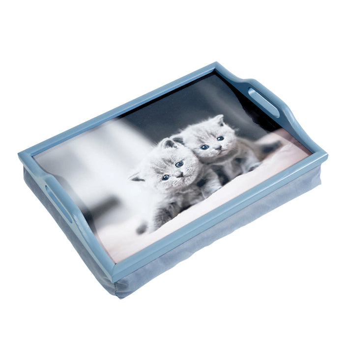 Laminated Wooden Lap Tray with Built in Cushion - 100 x 400 x 300mm - Easy Clean Loops