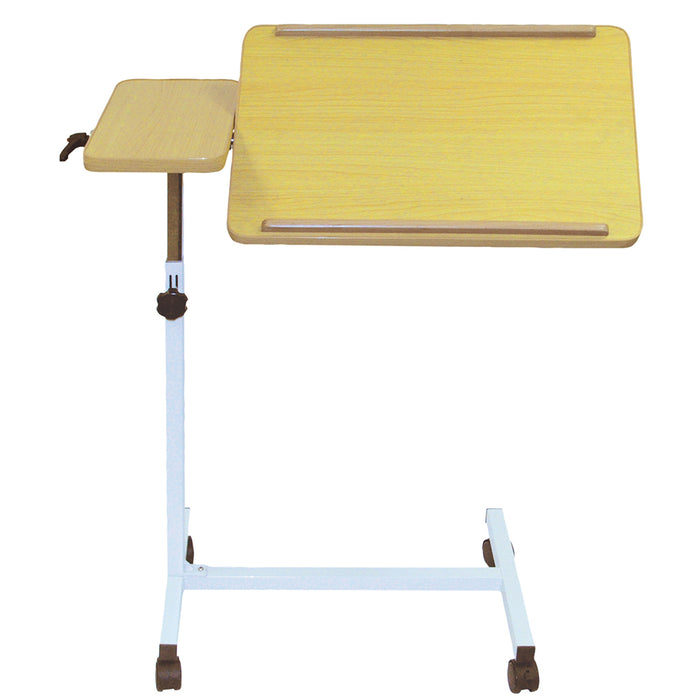 Multi Purpose Overbed Wheeled Table - Dual Section Table - Tilting Mobile Table Loops