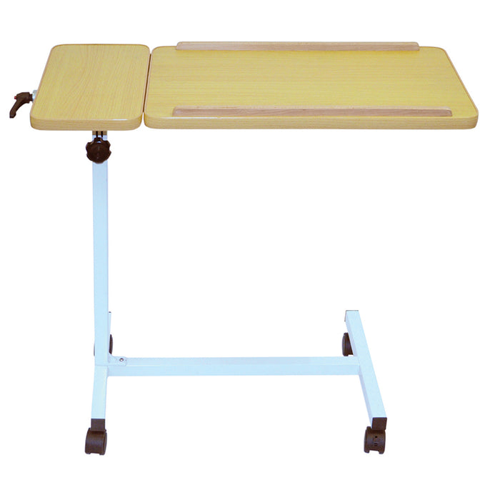 Multi Purpose Overbed Wheeled Table - Dual Section Table - Tilting Mobile Table Loops