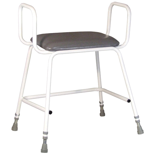 Bariatric Perching Stool - Arms and Backrest - Adjustable Height - 254kg Limit Loops