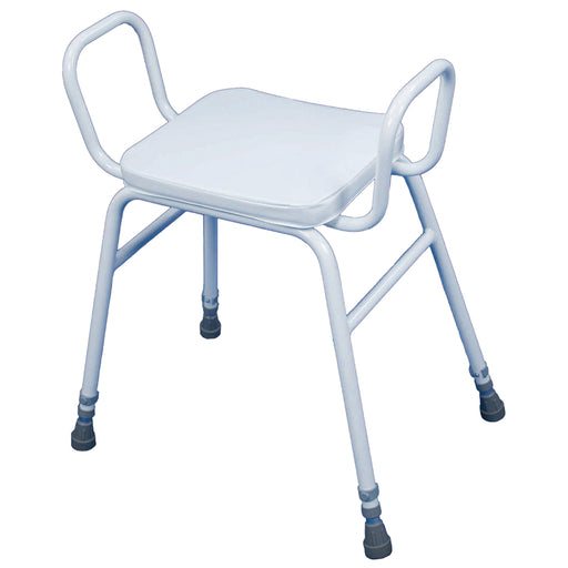 Height Adjustable Perching Stool with Arms - 670 825mm Height - Padded Seat Loops