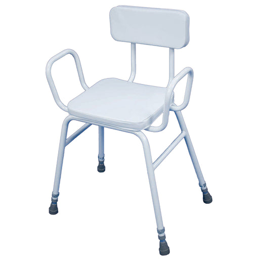 Perching Stool with Arms - 790 945mm Height Padded Easy Clean Seat and Backrest Loops