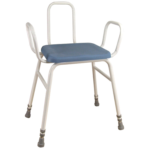 Perching Stool with Arms and Backrest - 500 650mm Height Padded Wipe Clean Seat Loops