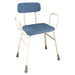 Perching Stool with Arms - Padded Backrest - 500 650mm Height - Wipe Clean Seat Loops