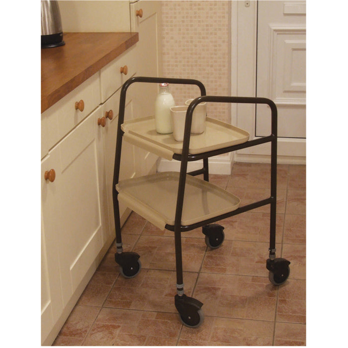Height Adjustable Meal Trolley - Clip on Trays - Large 100mm Castors - 790 930mm Loops