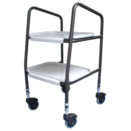 Height Adjustable Meal Trolley - Clip on Trays - Large 100mm Castors - 790 930mm Loops