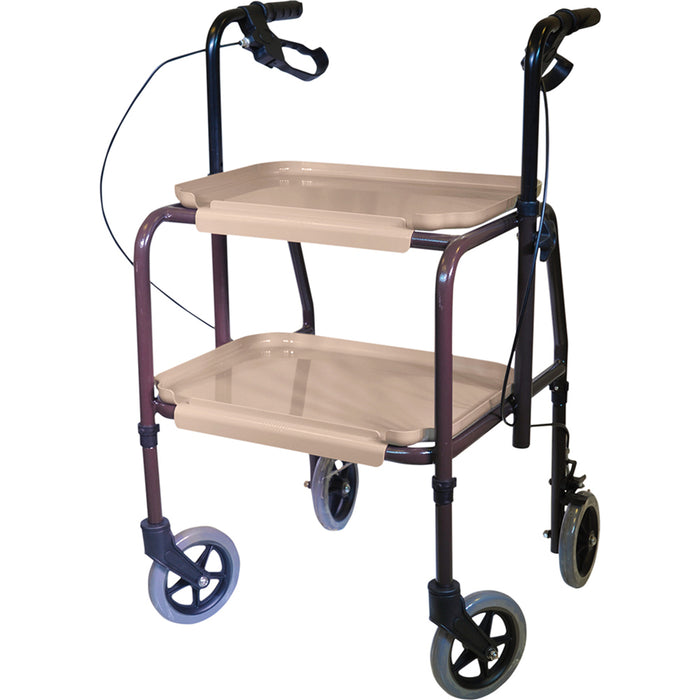 Height Adjustable Kitchen Trolley with Brakes - Clip on Trays - 840 1020mm Loops