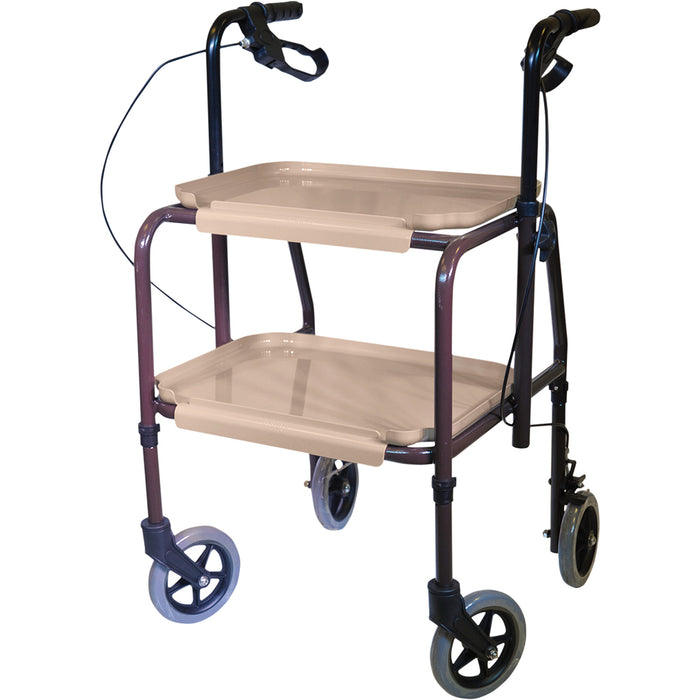 Height Adjustable Kitchen Trolley with Brakes - Clip on Trays - 840 1020mm Loops