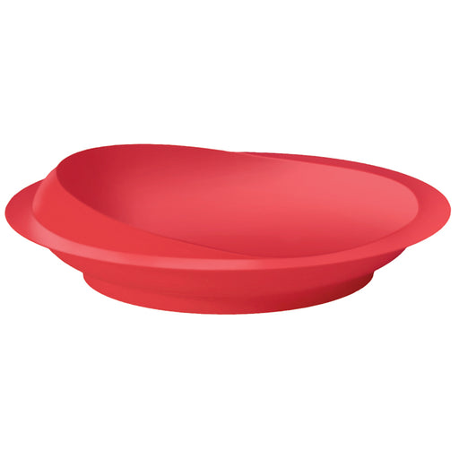 Red Plastic Scoop Plate - Removable Suction Cup Base - Independent Dining Aid Loops