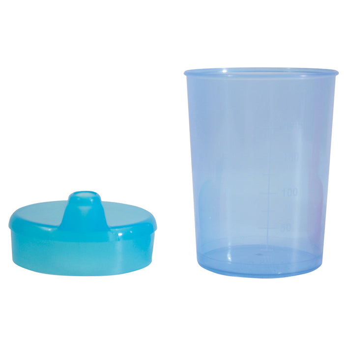 Blue Drinking Sippy Cup - Two Spouts - Blended Foods and Liquids - Dishwashable Loops