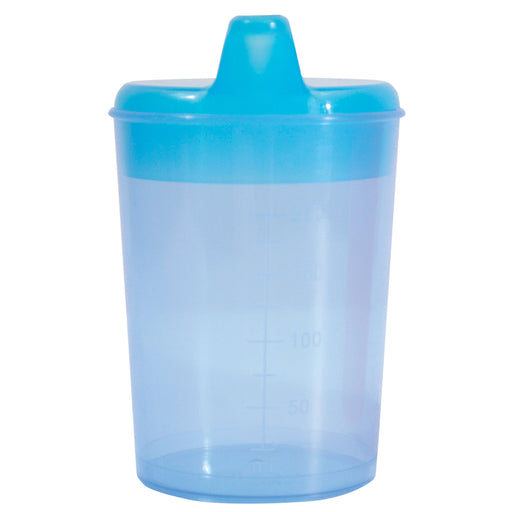 Blue Drinking Sippy Cup - Two Spouts - Blended Foods and Liquids - Dishwashable Loops