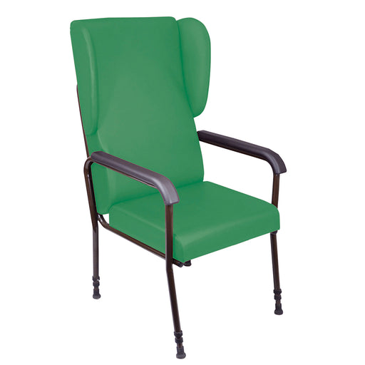 Height Adjustable High Backed Lounge Chair - Green Upholstery - 450 570mm Height Loops