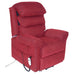 Wall Hugging Rise & Recline Arm Chair - Waterfall Pillow - Red Chenille Fabric Loops