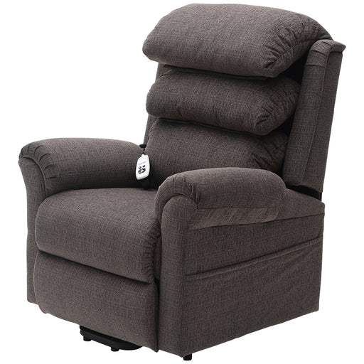 Dual Motor Rise and Recline Armchair - Waterfall Pillow - Mink Chenille Fabric Loops
