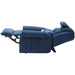 Dual Motor Rise and Recline Armchair - Waterfall Pillow - Blue Suedette Fabric Loops
