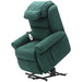 Dual Motor Rise and Recline Armchair - Waterfall Pillow - Green Suedette Fabric Loops