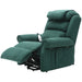 Dual Motor Rise and Recline Armchair - Waterfall Pillow - Green Suedette Fabric Loops