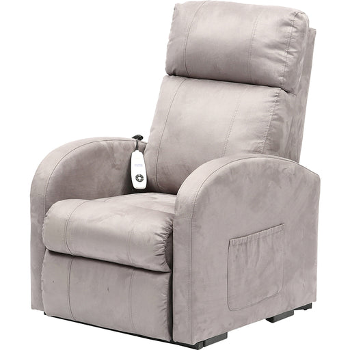 Single Motor Rise and Recline Lounge Chair Dove Grey Coloured Suedette Material Loops