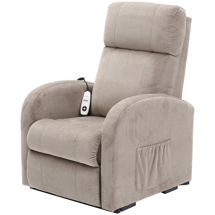 Single Motor Rise and Recline Lounge Chair Pebble Coloured Micro Fibre Material Loops