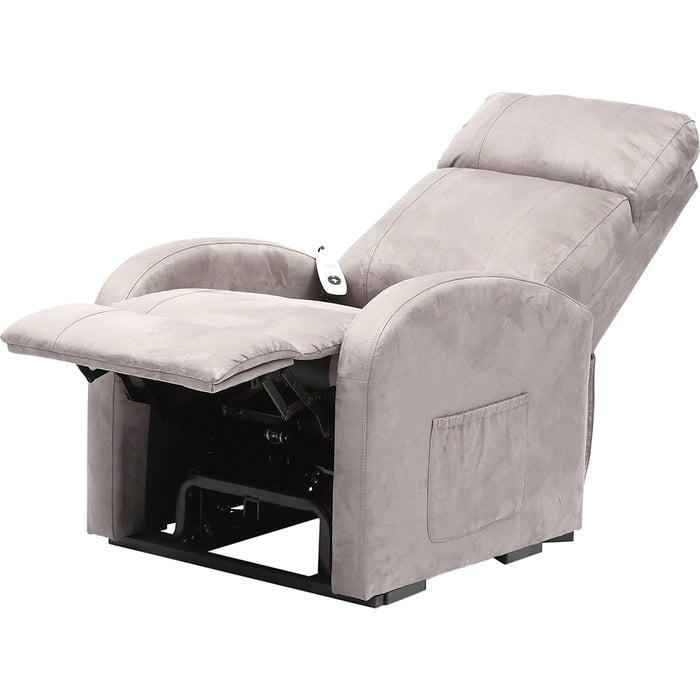 Single Motor Rise and Recline Lounge Chair Pebble Grey Micro Fibre Material Loops