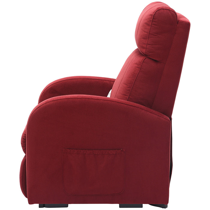 Single Motor Rise and Recline Lounge Chair - Red Coloured Micro Fibre Material Loops