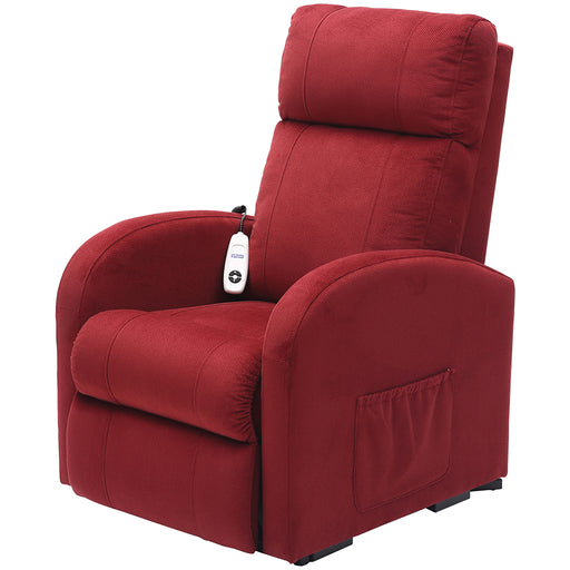 Single Motor Rise and Recline Lounge Chair - Red Coloured Micro Fibre Material Loops