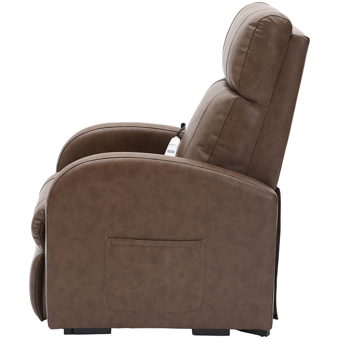 Single Motor Rise and Recline Lounge Chair - Nutmeg PU Leather Material Loops
