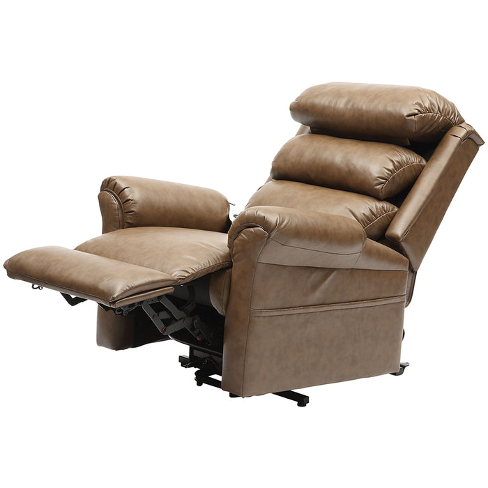 Wall Hugging Rise and Recline Lounge Chair - Wipe Clean PU Leather - Nutmeg Loops