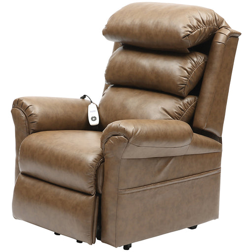 Wall Hugging Rise and Recline Lounge Chair - Wipe Clean PU Leather - Nutmeg Loops