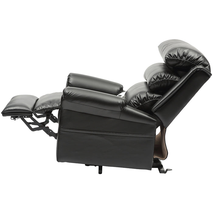 Wall Hugging Rise and Recline Lounge Chair - Wipe Clean PU Leather - Black Loops