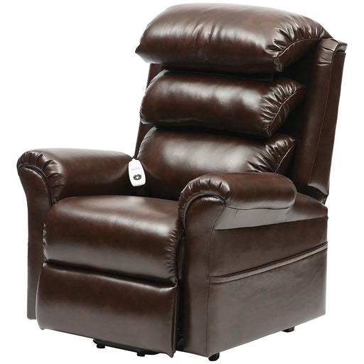 Wall Hugging Rise and Recline Lounge Chair - Wipe Clean PU Leather - Chestnut Loops