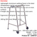 Lightweight Aluminium Walking Frame with Wheels - 870 to 970 Height - Large Loops