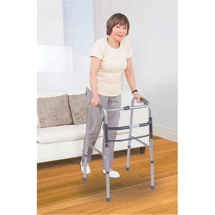 Folding Walking Frame - Lightweight Aluminium - 810 to 1000mm Adjustable Height Loops